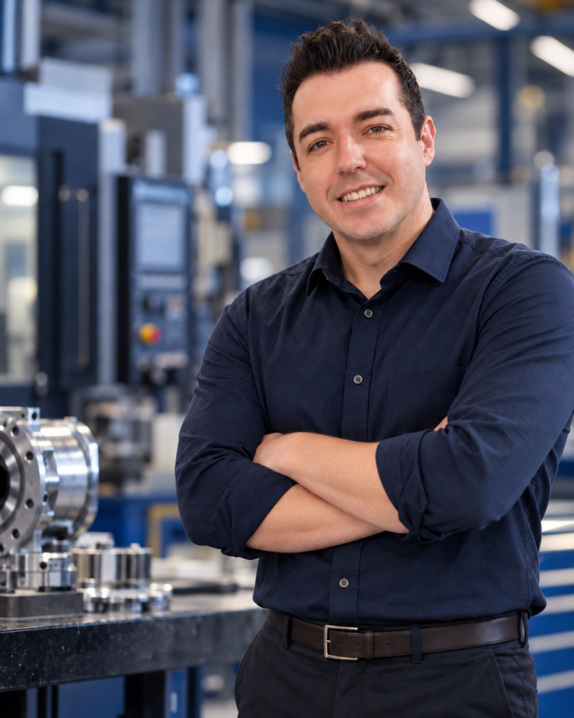 Engenheiro mecânico da Weissweiler em ambiente industrial